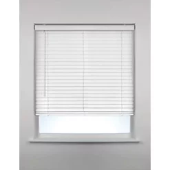 PVC Venetian Non-Blackout Faux Wood Blind White 600 x 1600mm Drop