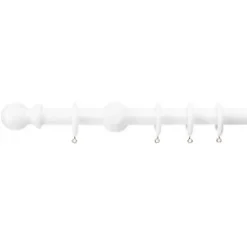 Universal Wooden Curtain Pole White 28mm x 3m