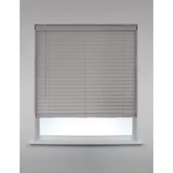 PVC Venetian Non-Blackout Faux Wood Blind Grey 1200 x 1600mm Drop