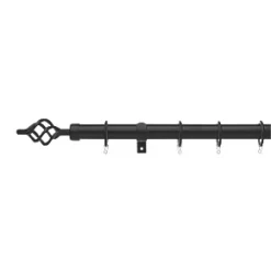 Universal Metal Extendable Curtain Pole Black 25 / 28mm x 1.8-3.2m