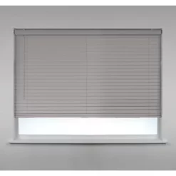 PVC Venetian Non-Blackout Faux Wood Blind Grey 1800 x 1600mm Drop