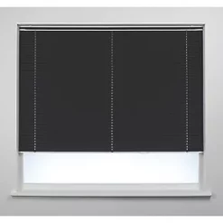 Aluminium Cordless Venetian Non-Blackout Blind Black 1350 x 1200mm Drop