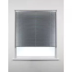 Aluminium Cordless Venetian Non-Blackout Blind Silver 1650 x 1800mm Drop