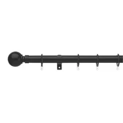 Universal Metal Extendable Curtain Pole Black 28mm x 1.8-3.2m