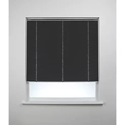 Aluminium Cordless Venetian Non-Blackout Blind Black 1800 x 1800mm Drop