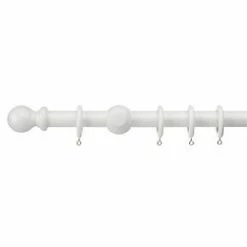 Universal Wooden Curtain Pole White 28mm x 2.4m