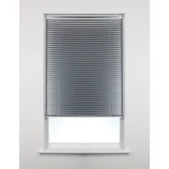 Aluminium Cordless Venetian Non-Blackout Blind Silver 750 x 1800mm Drop