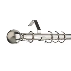 Universal Metal Bay Window Curtain Pole Satin Steel 28mm x 5m