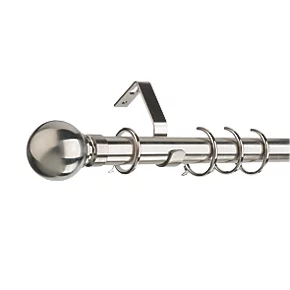 Universal Metal Bay Window Curtain Pole Satin Steel 28mm x 5m 1 Universal Metal Bay Window Curtain Pole Satin Steel 28mm x 5m