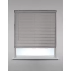 PVC Venetian Non-Blackout Faux Wood Blind Grey 900 x 1600mm Drop